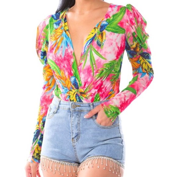 Floral Print Bodysuit - Picture 1 of 5